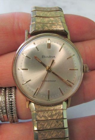Vintage Bulova 10K Rolled Gold Plated M7 Men ' s Wristwatch 13 - K610 2