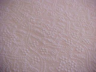 Vintage Chenille Bedspread,  White With White Flowers Design