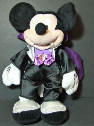 Disney Store Mickey Mouse Vampire Dracula 13 " Beanbag Halloween Plush Doll Euc