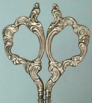 Ornate Antique Sterling Silver Embroidery Scissors By Wendell Circa 1890s