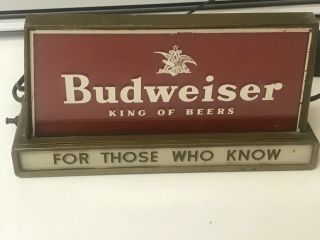 Vintage Budweiser Beer Counter Bar Sign Light.  For Those Who Know