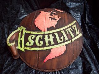 Schlitz Brewing Beer Plastic World Sign 1968 Embosograph Display Globe Vacuform