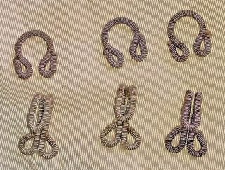 Antique Hook & Eyes Sewing Notions Fabric Wrapped Set Of 3