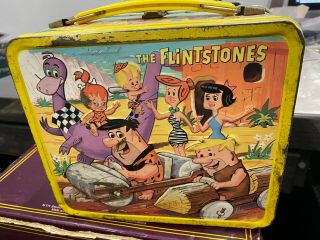 Vintage 1960 ' s The Flintstones metal lunch box by Aladdin 2