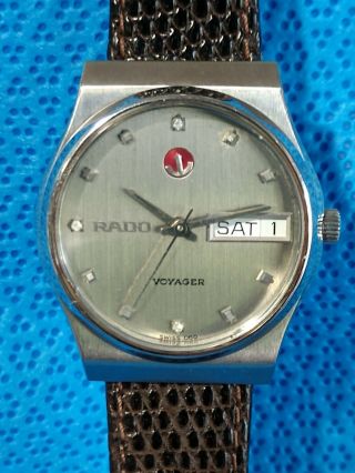 Rado Voyager Day Date Automatic Watch Vintage Stainless Running Strong