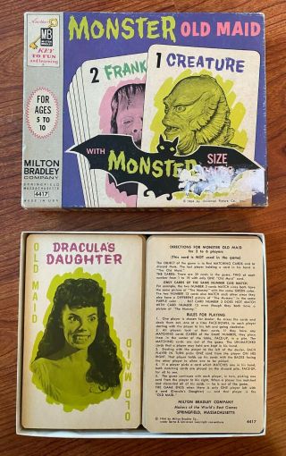 Vintage 1964 Monster Old Maid Card Game - Complete - Milton Bradley