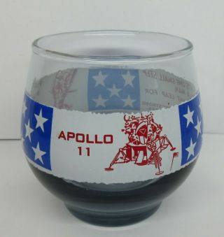 Vtg 1969 Apollo 11 1st Man On The Moon Roly Poly Highball Glass Neil Armstrong