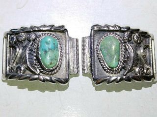 Vtg Old Pawn Sterling Silver Turquoise Navajo Watch 1 - 3/8 " Tips Band (38.  9grams)