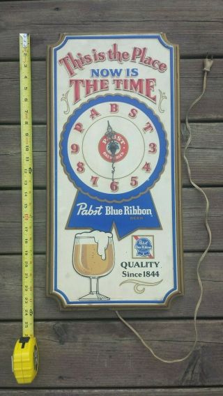 Vintage Pabst Blue Ribbon Beer Clock - Plastic Pbr Sign 1979 - This Is The Place