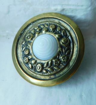 25mm Antique brass picture button w/glass center Floral wreath w/glass bee hive 3