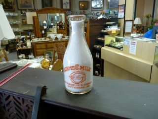 Vintage 1 Quart Milk Bottle Adams Co Gettysburg Pa Doc Stork Babies Do Better