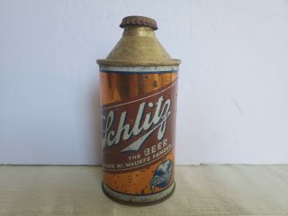 Vintage Schlitz Beer Cone Top Can W/ Schlitz Cap