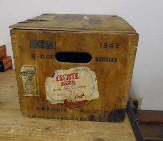 Vintage 1940 ' s Hyde Park Lager Beer Crate Wood Box W/Top From St Louis Missouri 2
