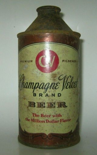 Old Champagne Velvet Cone Top Beer Can W/ Bottle On Side Terre Haute,  Indiana