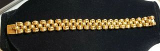 Vintage 3 Row Panther Link Gold Tone Bracelet Geneve Made In Switzerland