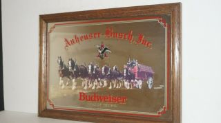 Anheuser Busch Budweiser King Of Beers Clydesdale Bar Mirror 21 " X 15 " Wall Sign