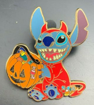 Disney Pin Wdw Stitch In Halloween Devil Costume Jack O Lantern Pumkin 40784
