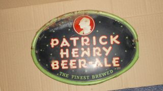 Vintage Patrick Henry Beer Ale Sign Amer Can Co.  N.  Y & Chgo Tin 13 " X 9 " Look