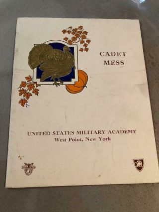 West Point Cadet Mess U.  S.  Military Academy Thanksgiving Dinner Menu 1960