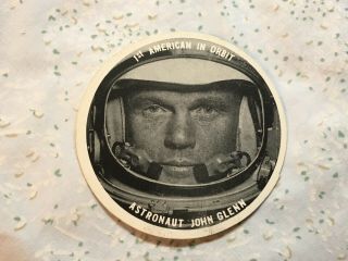 John Glenn Astronaut Round Disc Space Nasa Mercury Ice Cream Dixie Lid