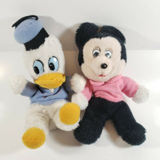 Plush Vintage Knickerbocker Bean Bag Donald Duck And Minnie Disney Plushes