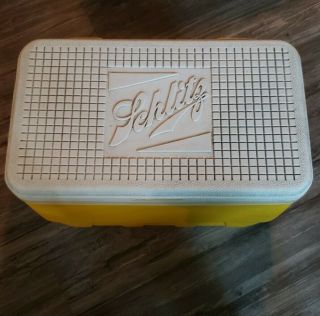Vintage Schlitz Beer Igloo Cooler Yellow And White