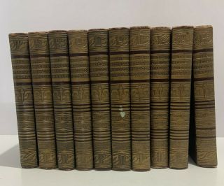 Vintage The Popular Educator Library Book Set Vol.  1 - 10 1940 Hardcover Red Gold