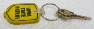 Vintage Iowa State Highway Patrol Key Chain Buckle Up For Safety Ad Yellow Fob