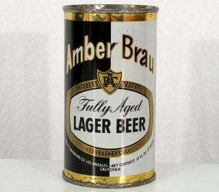Amber Brau Fully Aged Flat Top Beer Can Maier Brewng Los Angeles California Cali