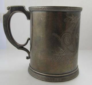 Wood & Hughes Sterling Silver Handled Cup Tankard Dated 1873 Antique