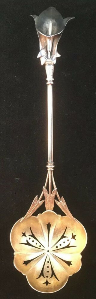 George Sharp Morning Glory Sterling Silver Pierced Sugar Sifter Spoon