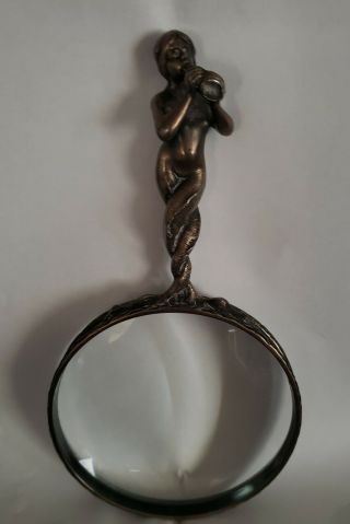 Theodore B.  Starr Sterling Nude Woman Handle Magnifying Glass - Fully Marked