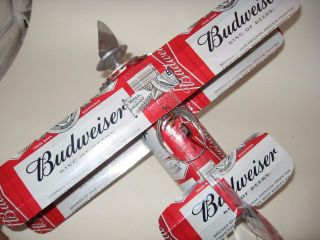 Budweiser Beer Can Airplane - Handcrafted - Wind Spinner - Airplane - Can Art