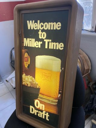 Vintage 1979 Miller High Life Beer Light Up Bar Sign Decoration Draft Popcorn
