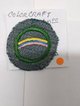 Girl Scout,  Silver - Green Crimp Proficiency Badge 1938 - 48,  COLORCRAFT, 2