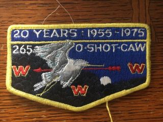 Oa Flap Lodge 265 O - Shot - Caw Yellow Border 20 Years 1955 - 1975