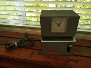 Vintage Lathem Industrial Employee Time Clock Punch Card Recorder