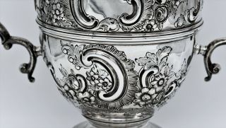 English STERLING SILVER REPOUSSED CUP & COVER/WINE COOLER Elkington 1893.  1,  440G 3