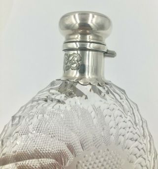Fine Quality Sterling Silver & Cut Glass Drinking Flask Circa 1890