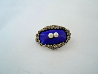 imper.  RUSSIAN Faberge design Enamel 84 Silver BROOCH with pearls 3