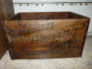 Rare Old Wood Beer Bottle Crate Milan Ohio Brewing Corp Wood Oh Antique Case