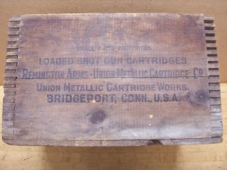 Vintage Wood Crate Remington Umc Club 12 Ga Shot Gun Shells Ammo Box Hunting