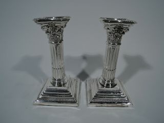 Edwardian Candlesticks - Classical Pair - English Sterling Silver - Chester 1904