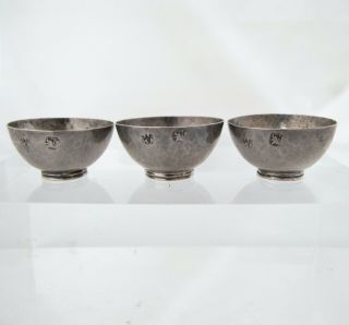 Very Rare Set Of 3 William Iii Toy Silver Bowls George Manjoy London C1698