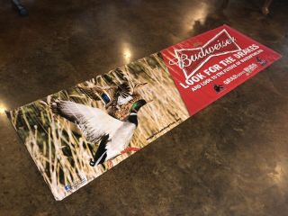 Budweiser Delta Waterfowl Ducks Banner.  Vintage Logo.  Hunt.  Camp.