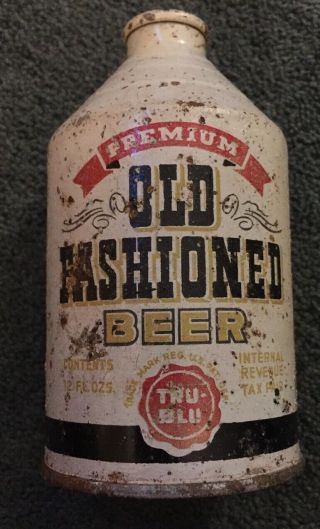 Tru Blu Old Fashioned Beer Cone Top Crowntainer Can Northampton Pa
