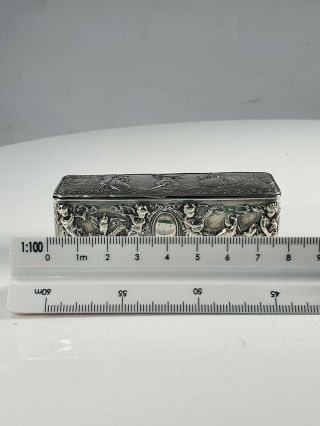 Stunning 19th Century Solid Silver Table Snuff Box With Courting Scenes 3