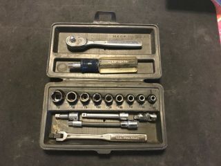 Vintage 16 Pc.  Craftsman Tools 1/4” Dr.  Socket,  Driver,  & Ratchet Set W/ Case