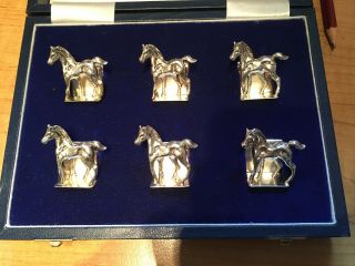 Boxed Set Of 6 Solid Silver Horse Name Plate/menu Holders