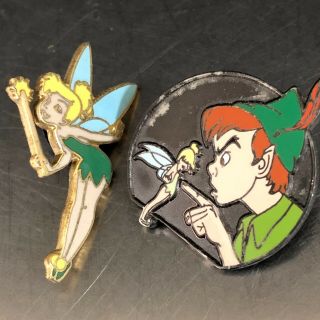 Disney Trading Pin Vtg Set 2 Peter Pan Tinkerbell Collectible Disney World Rare